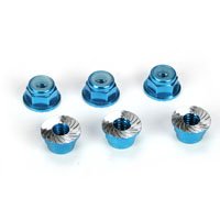 LOSB3993 4mm Aluminum Serrated Lock Nuts Blue 6