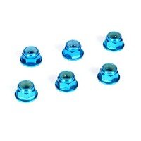 TLR336001 Team Losi Racing 4mm Aluminum Serrated Lock Nuts Blue 6